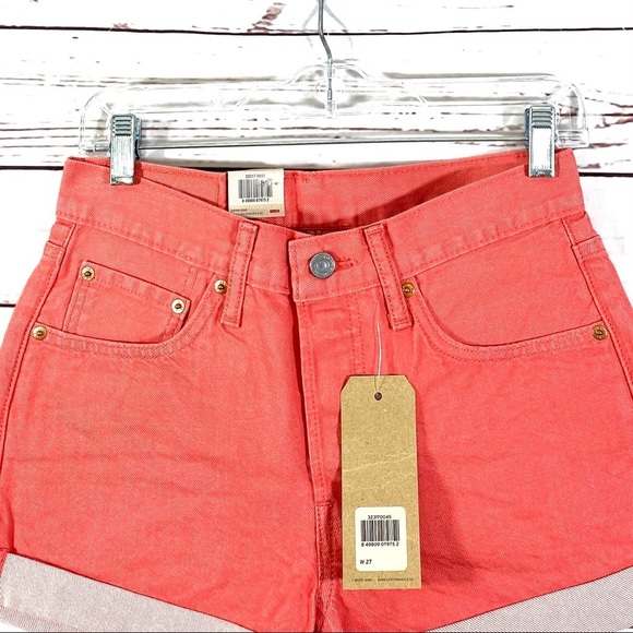 Levis 501 Women’s Shorts Mid Rise Non Stretch Pink - Picture 3 of 11